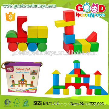 EZ1093 30pcs Colorful Children Game Small Wooden Blocks With Colorbox